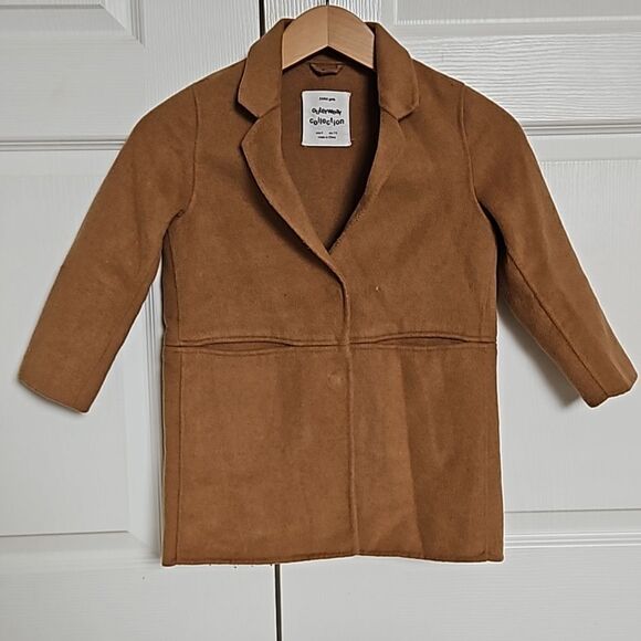 Zara Girl's Outerwear Wool Blend Spring Jacket Size 6 Brown - Picture 1 of 16